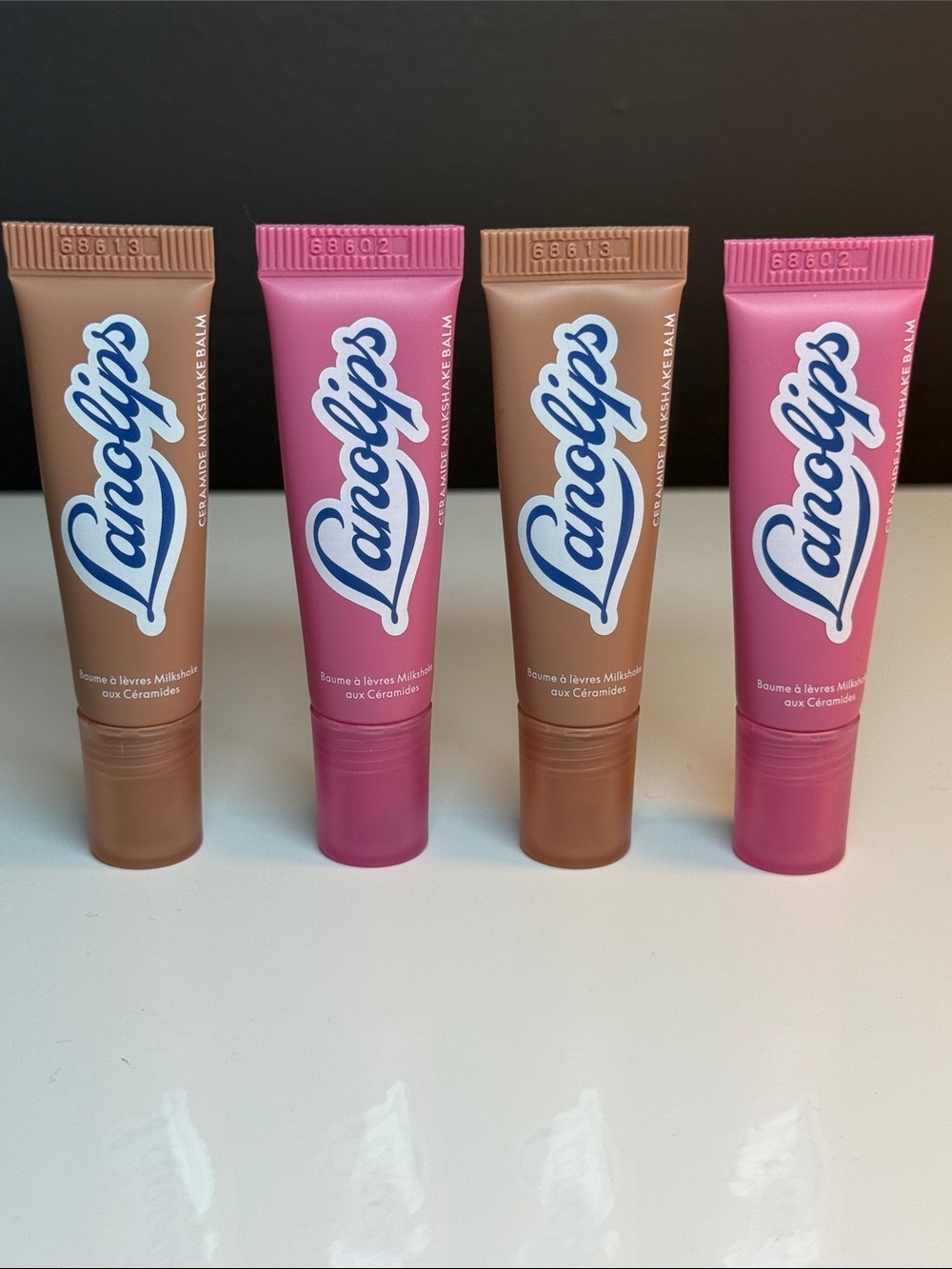 Lanolips mini  Lip Balm Set of 4 Raspberry Crumble & Caramel melt, new//unused
